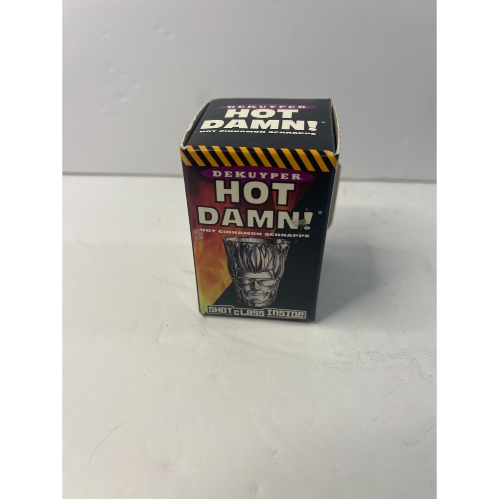 DeKuyper Hot Damn Hot Cinnamon Schnapps Face Shot Glass with Original Box